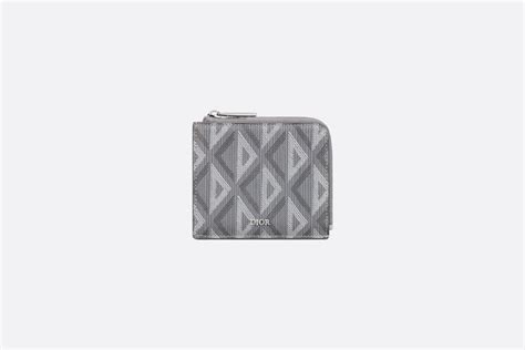 Compact Zipped Wallet Dior Gray CD Diamond Canvas 